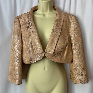 Alex Evenings Blush Metallic Paisley Cropped Jacket